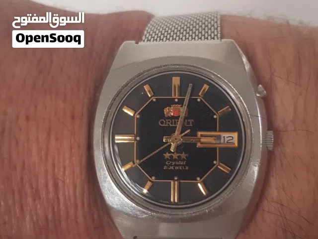 ساعة اورينت أتوماتيك ياباني نوع ثلاث نجوم كريستال دائري 4سم