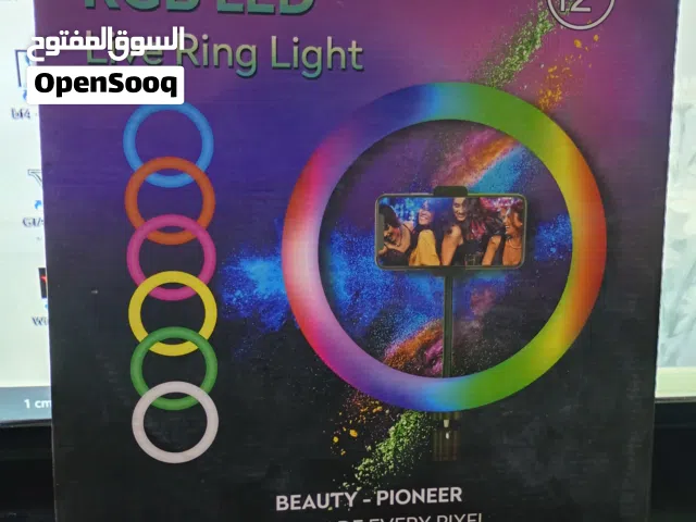 Ring Light احترافي بإضاءة قوية موديل RK42 PLUS RGB LED بحجم 12 إنج إذا تريد تصوير احترافي أو بث مباش