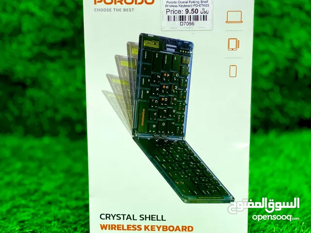 PORODO CRYSTAL SHELL WIRELESS KEYBOARD 65KEYS -FOLDING