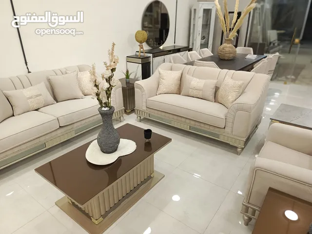 طقم كنب 7 سبع مقاعد صالون صالونات مع طربيزاتت، قماشة ووتر بروف كورنر كورنرات محلي معيشة معيشهو