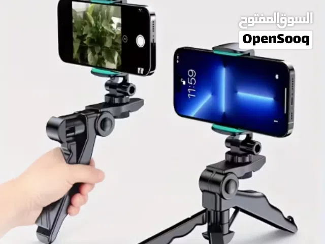 حامل ثلاثي دوار 360° للهواتف الذكية مع ارتفاع قابل للتعديل ومثبت مضاد للاهتزاز، مصنوع من ABS متين، ر