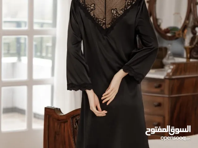 قميص نوم نسائي ساتان ناعم ألوان متعددة جذابه فري سايز