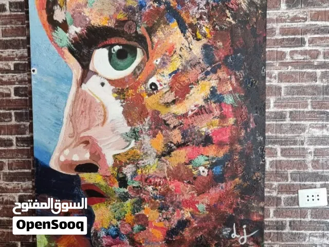 لوحة بعنوان ازدحام الذات على الكانفل ب الوان الاكريليك