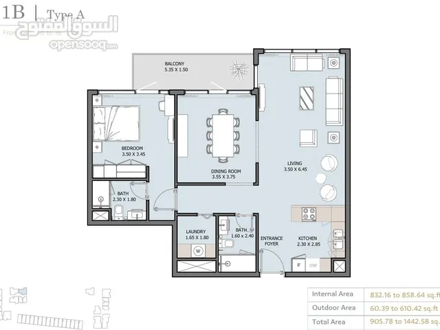 90 m2 1 Bedroom Apartments for Sale in Abu Dhabi Yas Island