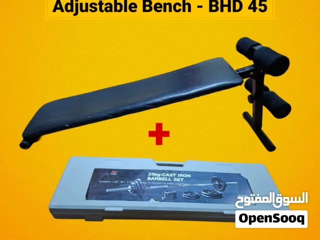 25kg Cast Iron Weight Lifting Set with Adjustable Multi-Function Bench - Excellent Condition