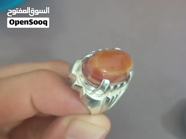 للبيع: خاتمين فضة إيطالي (925) بحجر عقيق سليماني طبيعي مميز