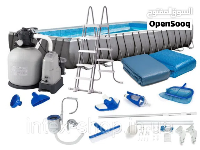 بركة سباحة اعمدة مقاس 10 متر في 5 متر في ارتفاع متر و35 سم متوفر خدمة التوصيل والتركيب
