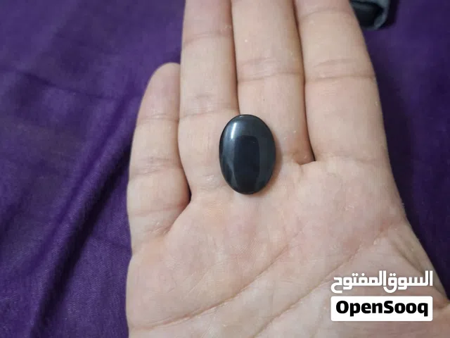 حجر جزع عقيق يمني أسود طبيعي بخطوط رصاصي natural black yamani agate stone