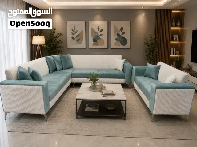 أطقم كنب وكورنر حرف ال مع مزدوجة تصميم مودرن جوده عاليه خشب سويد اسفنج دانلوب عروض لفترة محدودة