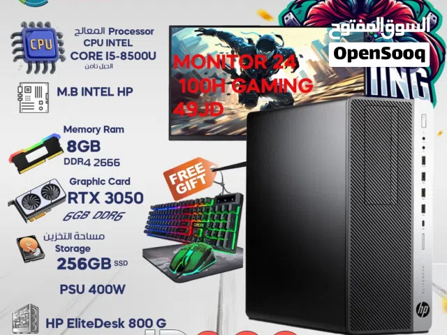 DESKTOP GAMING I5 8GEN 8G RTX 3050 6G 256SSD MONITOR DAHUA 24" 100HZ