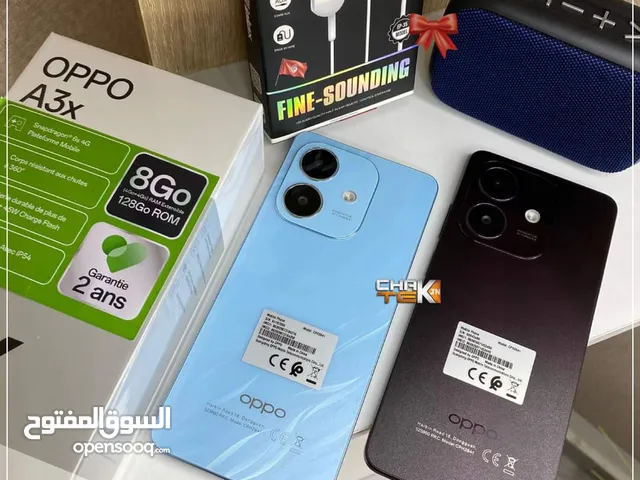 هدية سماعه بلوتوث جهاز جديد بالكرتونة oppo A3X رام 8 جيجا 128 مكفول بالشركة سنة متوفر توصيل
