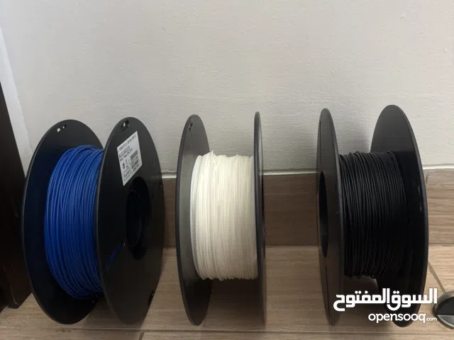 3D printer filaments (Black, Blue and White)