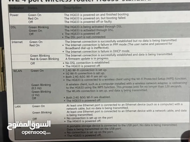 راوتر وي بالكرتون مستعمل فتره بسيطه WE 4 port wireless router HG633-standard