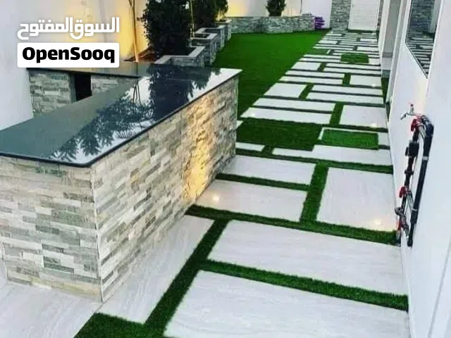 Landscape backyard garden decor, artificial and nature grass, Swimming pools and aluminum pergola