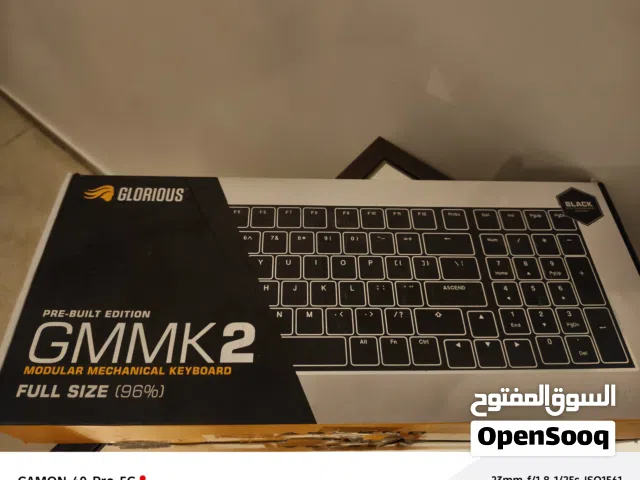 كيبورد glorious 96%black(قابل للتفاوض) gmmk2مكانيكل.  سويتش احمر rgb