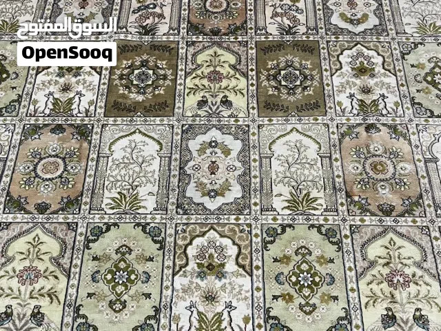 سجادة ايراني (قم الحديقة الفارسية حرير طبيعي 100 عقدة)