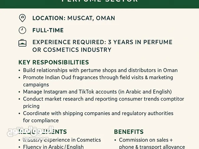 Marketing Executive – Perfume Oils
