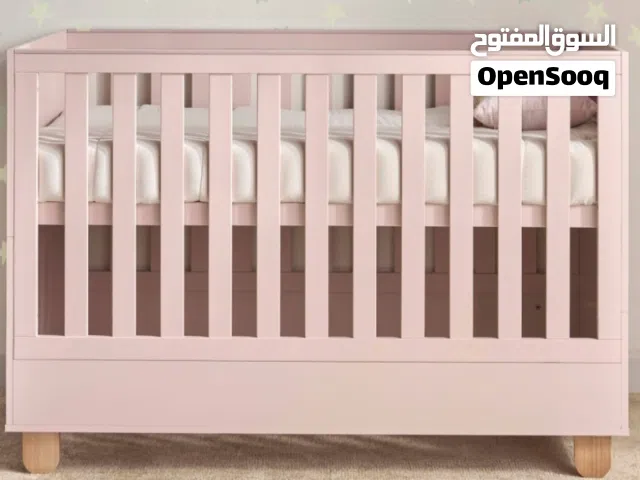سرير اطفال بنات مهد وردي قابلة للتحول 4 في 1 baby cribs pink baby bedding  with mattress  مع المرتبة