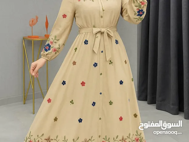 فستان ستاتي شيفون مبطن و مطرز   وزن 50 لل 85