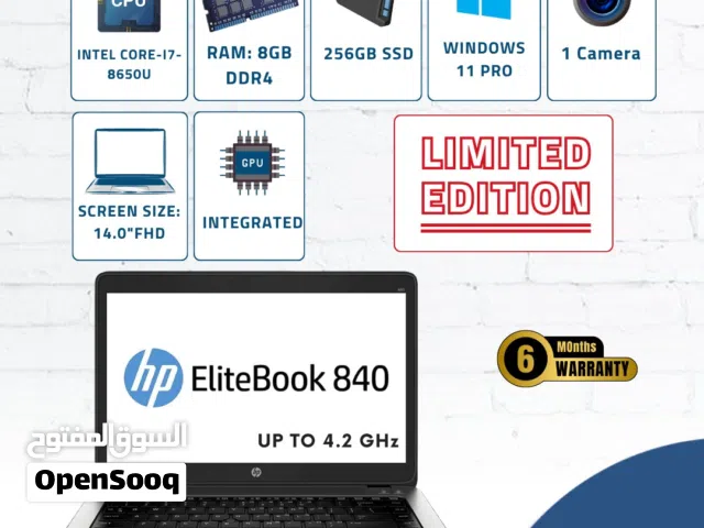 لابتوب HP ELITEBOOK 840 G5 i7جيل الثامن-256جيجا 8جيجا رام-وندوز 11-كيبورد مضيء LAPTOP-