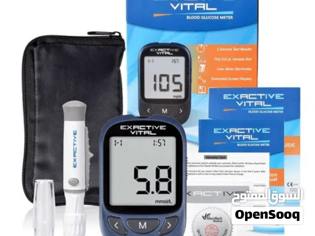 اكساكتيف فايتال جهاز قياس نسبة السكر في الدم + 25 شريطًا + 25 إبرة وخز (مليمول/ديسيلتر)