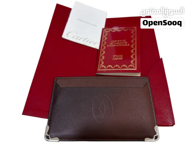 Authentic Cartier Must de Cartier Leather Card Holder Wallet Brown Made in Italy w/ Case