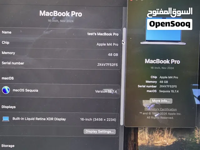 MacBook Pro Model A3403 EMC8895 Spec - ماك برو شبه جديد مستعمل فقط اقل من شهر