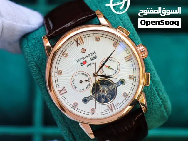 ساعة باتيك فيليب   PATEK PHILLIP تعمل بحركة اليد اوتوماتيك  مكينة ياباني ذات خزان طاقة  جلد طبيعي مخ