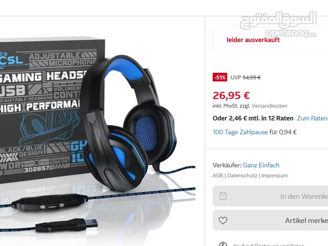 كزيوني سماعات العاب أصلية Gaming-Headset GHS100 Premium USB Gaming
