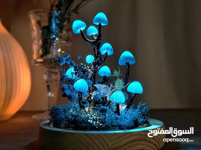 Blue Handmade Mushroom Lamp