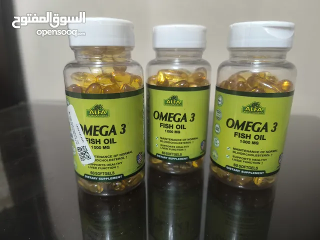 اوميجا 3، 1000 مللي، 60 حبه، 3 علبه امريكي مستورد صلاحيه حتي 05/2027 جديد متبرشم نوع alfa الشهير
