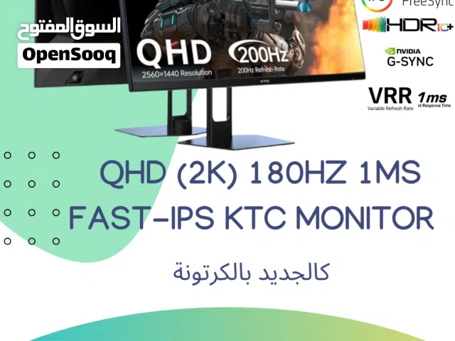 شاشة جيمينج 2k 180hz 1ms fast-IPS من شركة KTC مستعمل بحالة الجديد مع كرتونتها