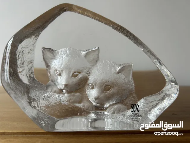 Two Kitten Crystal Paperweight