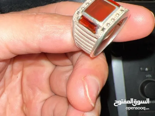خاتم فضة عقيق حجر كريم