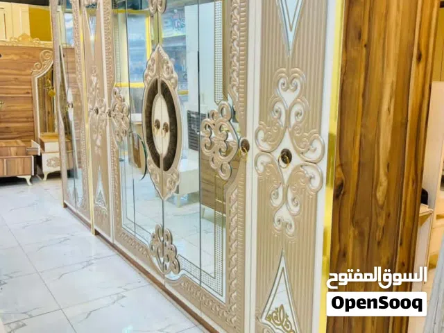 غرفه نوم تركي ملكية 9 قطع مع كنتور ملحق 2 باب وكنتور اساسي 6 باب ضهر بلوك برغي وجوي حديد شازل