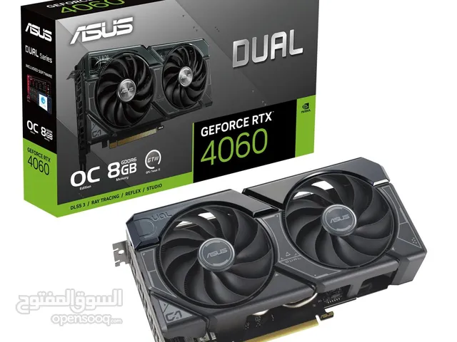 كرت شاشه جيمنج نفيديا جيفورس ASUS NVIDIA GEFORCE RTX 4060 8GB GDDR6 1080P FULL HD 2X FANS GAMING GPU