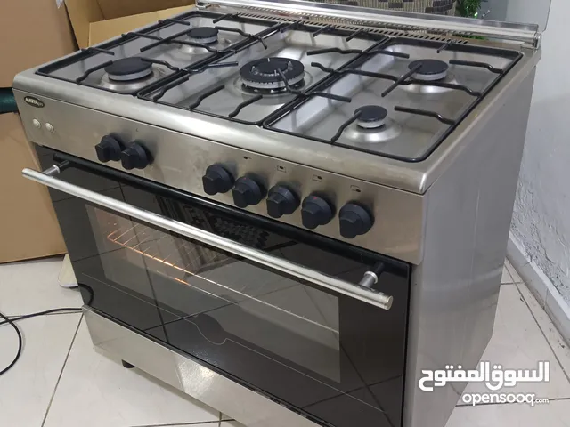 فرن غاز ماستر جاز ايطالي مقاس 90 سم ستالس ستيل شعلات ذاتيه للعيون من نفس لمفتاح اناره داخلية