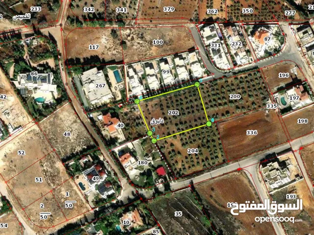 ارض للبيع شمال عمان - دابوق بجانب اشارات النسر قطعة أرض سكنية بمنطقة فلل وقصور مساحتها 5370 م