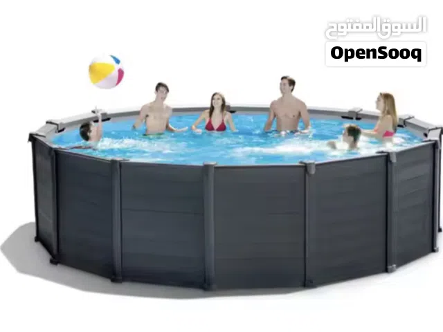 بركة سباحة انتكس تصميم ثقيل سبيشال الواح رماديه جراڤيتي مقاس 4.78 متر ارتفاع 1.24متر