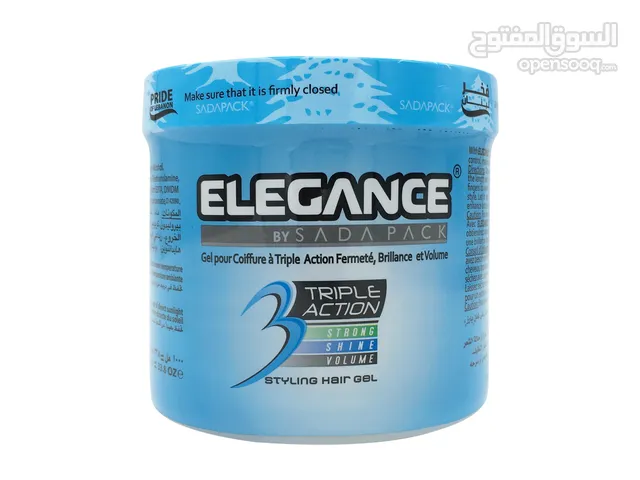 Elegance Triple Action Hair Gel - Blue, 500ml Strong Hold, Glossy Finish, Flexible Styling