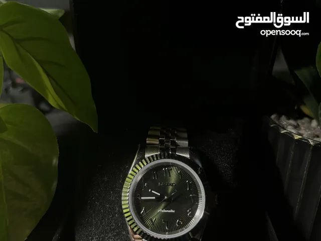 Seiko Mod: Arabic Elegance in Olive Green NH35 Automatic