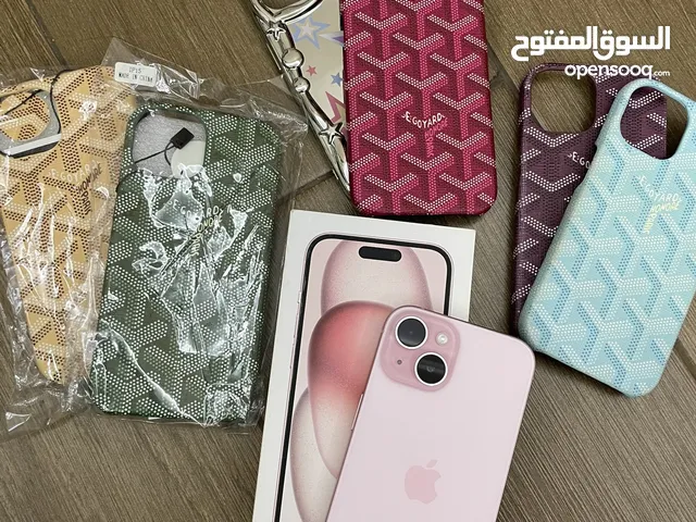 iPhone 15 pink 128GB Excellent condition with 6 cases