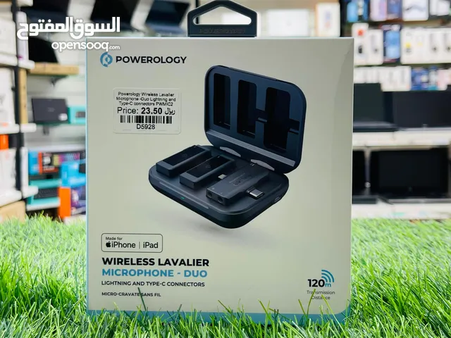 Powerology MFI Connector Wireless Lavalier Microphone Black