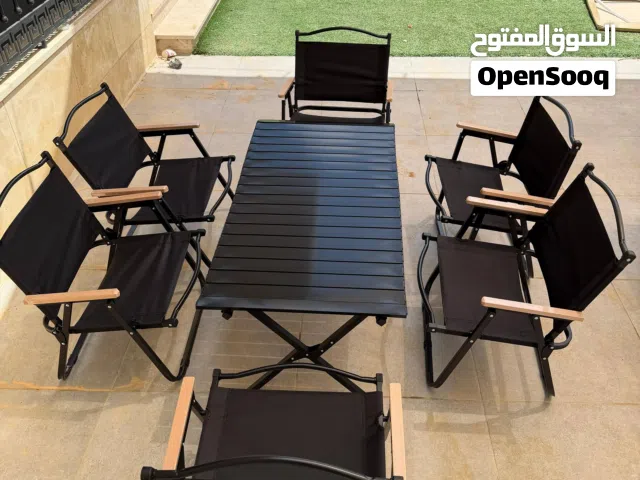 طقم طاولة رحلات + 6 كراسي قابل للطي