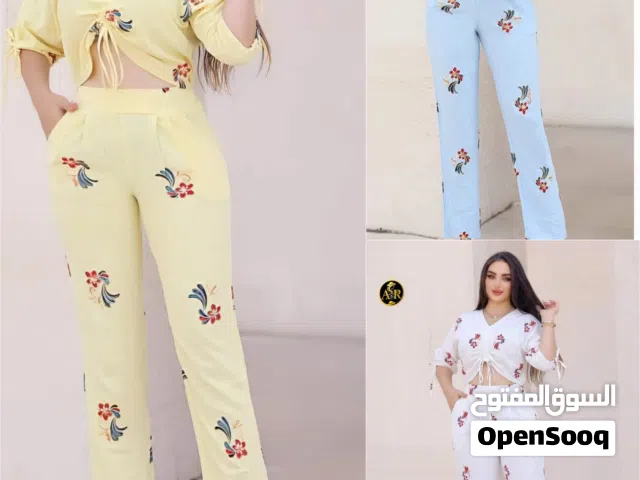 طقم نسائي قطعتين بنطلون  بلوزة راقي ومريح