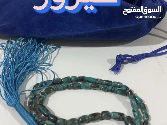 مسباح فيروز نيشابوري طبيعي اصلي 68 حبه جديد الحبات من صغار تدريجيا الى حبات كبار بوسط السبحه جميل جد