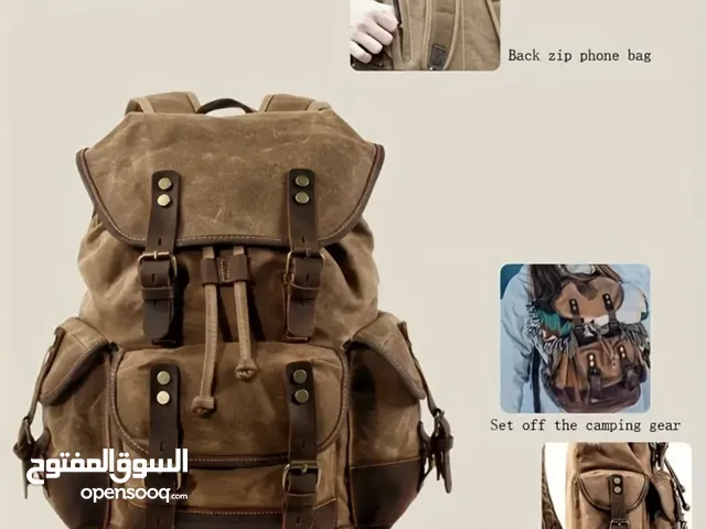 Vintage-Inspired Brown Leather Backpack with Zipper Closure - Durable Canvas,