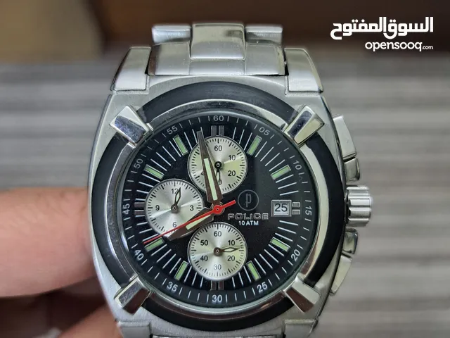 ساعة رجالي مميزة Police كوبي درجة اولى بامتيازات الشركة وماكينة اصلية بحالة الوكالة استخدام بسيط