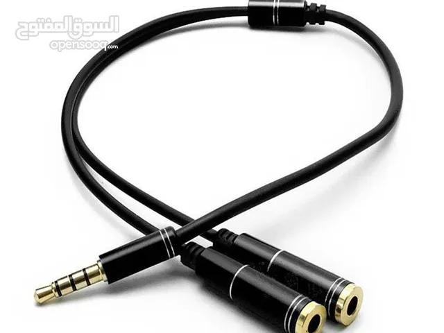 كيبل صوت من 1 ذكر الى 2 انثى لتوصيل سماعة + مايك - Audio Cable 1 Male to 2 Female