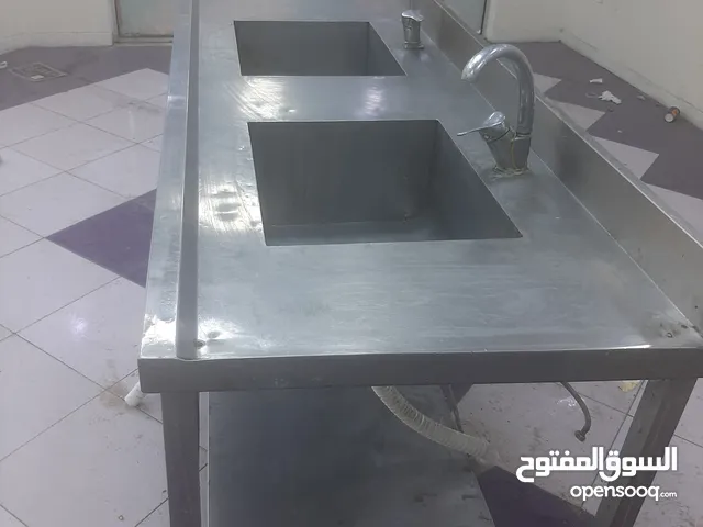 مجلى ستانليس ستيل حوضين تفصيل طول 3 متر وعرض متر وارتفاع متر مع رف ستانلس سفلي وارجل تطويل وتقصير